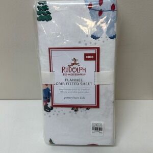 Pottery Barn Kids Rudolph the Red Nosed Reindeer Flannel Crib Fitted Sheet